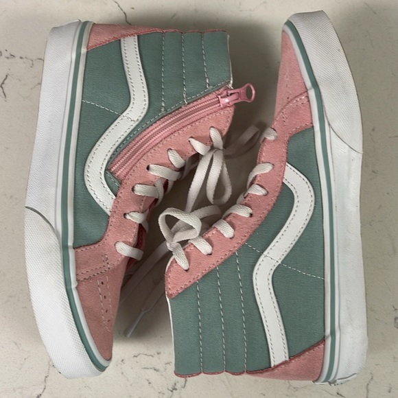 Vans Sk8-Hi Reissue Side Zip Kids 2 Tone Pink Sneakers Canvas Size 2 - Picture 9 of 17